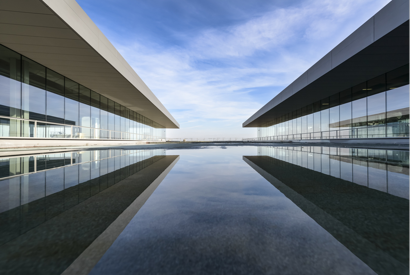 photo of water between buildings